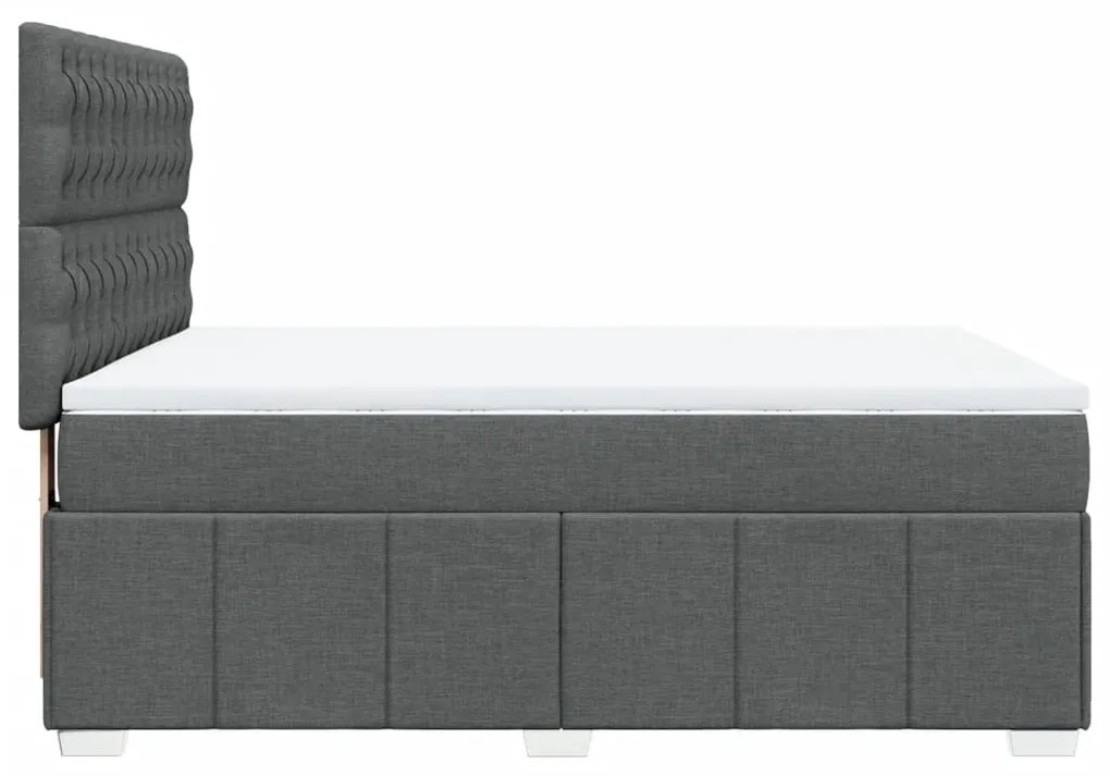 vidaXL Κρεβάτι Boxspring με Στρώμα Σκούρο Γκρι 140x190 εκ. Υφασμάτινο