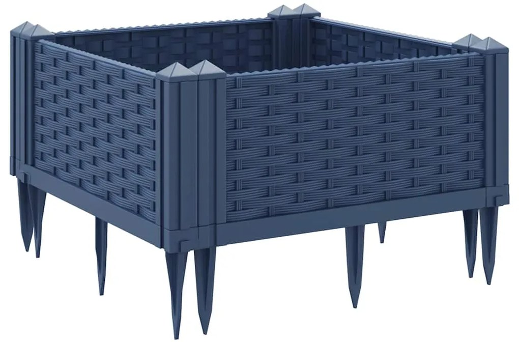 vidaXL Ζαρντινιέρα με Πασσάλους Μπλε Γκρι 42,5x42,5x28,5 εκ. Πολυπροπυλένιο