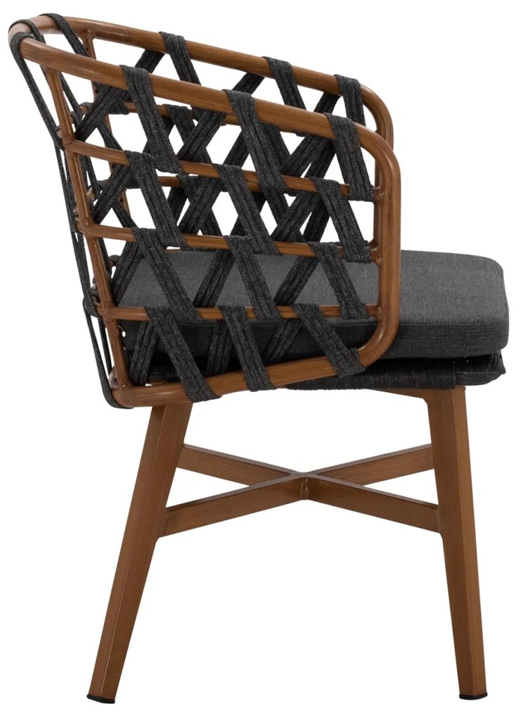 Καρέκλα - Πολυθρόνα RICKO C5782.11 Καφέ Αλουμινίου με Γκρί Κορδόνι 57x61x79 εκ. 57x61x79 εκ.