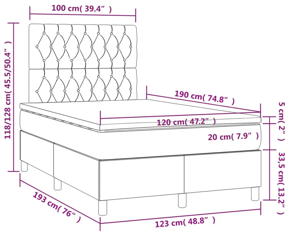 ΚΡΕΒΑΤΙ BOXSPRING ΜΕ ΣΤΡΩΜΑ ΣΚΟΥΡΟ ΓΚΡΙ 120X190 ΕΚ. ΒΕΛΟΥΔΙΝΟ 3270014