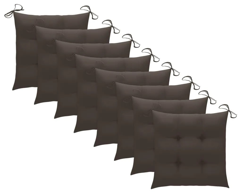 Καρέκλες Εξ. Χώρου Πτυσσόμενες 8 τεμ. Ξύλο Ακακίας &amp; Μαξιλάρια - Μπεζ-Γκρι