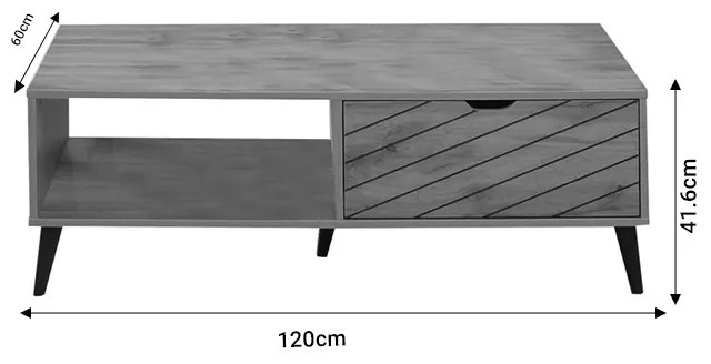 ΤΡΑΠΕΖΙ ΣΑΛΟΝΙΟΥ THELMA PAKOWORLD SONOMA ΜΕΛΑΜΙΝΗΣ 120X60X41.6ΕΚ