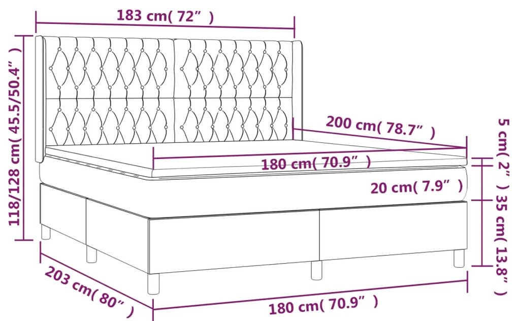 ΚΡΕΒΑΤΙ BOXSPRING ΜΕ ΣΤΡΩΜΑ &amp; LED ΣΚ.ΓΚΡΙ 180X200 ΕΚ ΥΦΑΣΜΑΤΙΝΟ 3138574