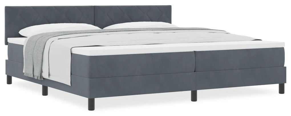 vidaXL Κρεβάτι Box Spring  με Στρώμα Σκούρο Γκρι 200x200 εκ. Βελούδο