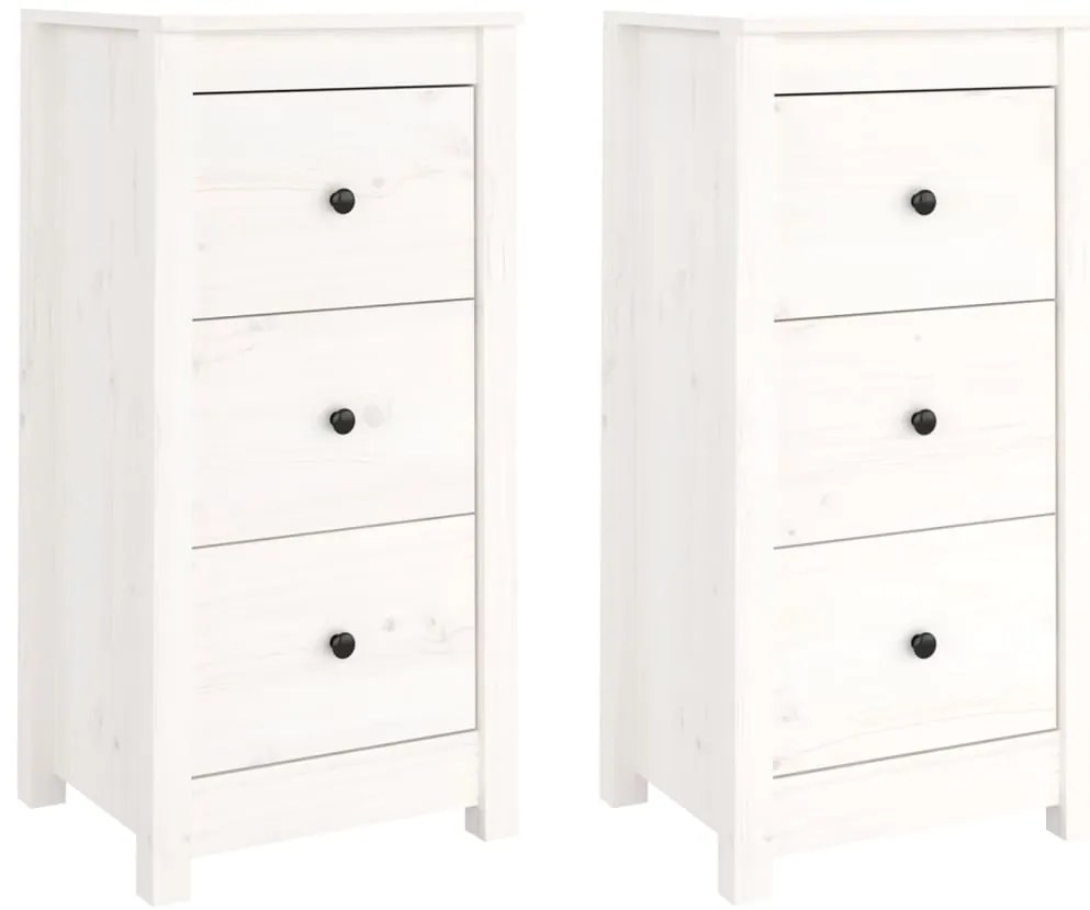 vidaXL Συρταριέρες 2 τεμ. Λευκό 40 x 35 x 80 εκ. από Μασίφ Ξύλο Πεύκου