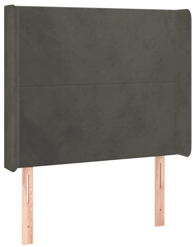 vidaXL Κεφαλάρι με Πτερύγια Σκούρο Γκρι 93x16x118/128εκ.Βελούδινο
