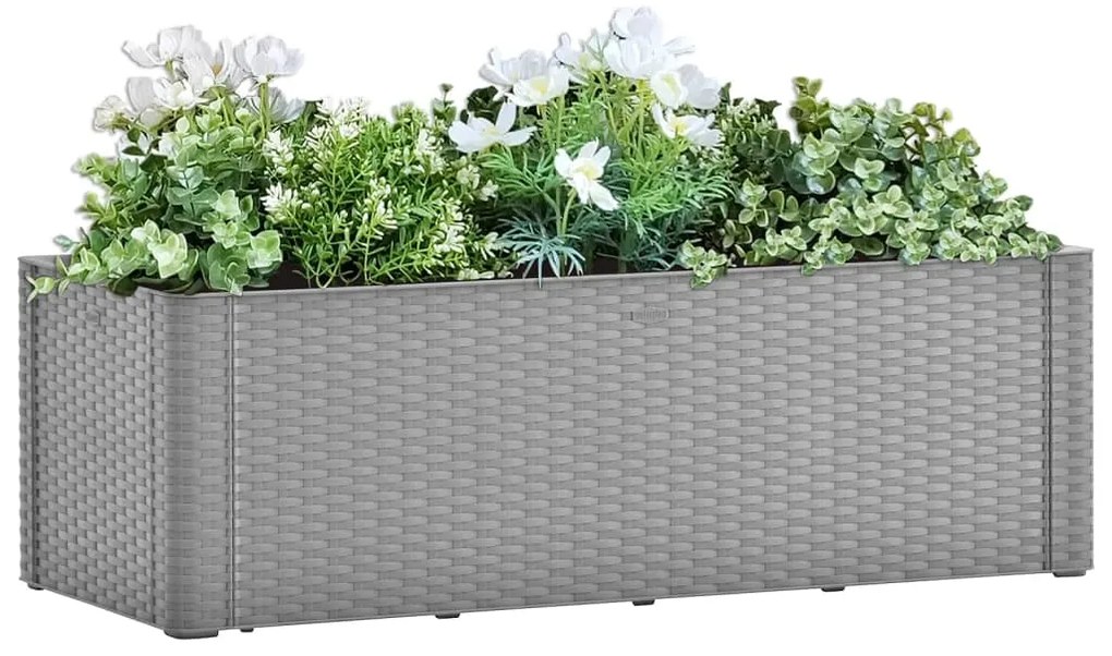vidaXL Ζαρντινιέρα Κήπου Γκρι 100x43x33 εκ. με Αυτόματο Πότισμα