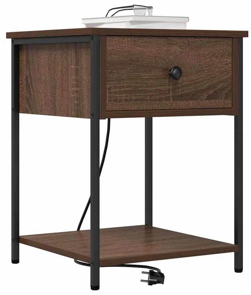 vidaXL Κομοδίνο 2 pcs Καφέ δρυς 42 x 41 x 56 εκ. Επεξεργασμένο ξύλο