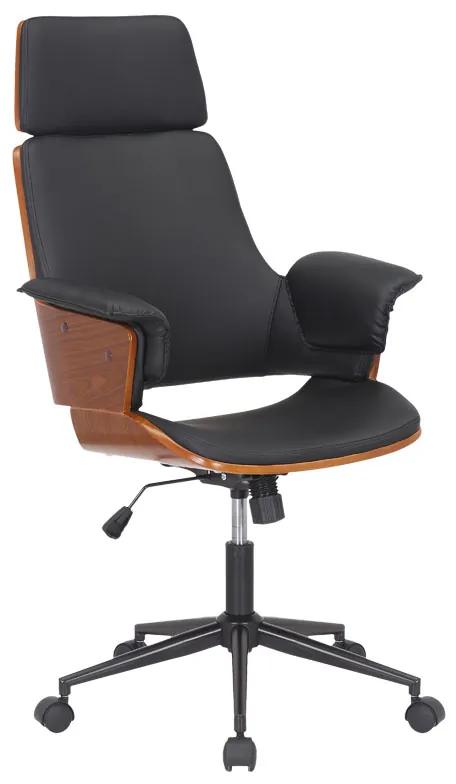 Καρέκλα γραφείου διευθυντή Hermanos μαύρο pu - ξύλο καρυδί Υλικό: PU 106-000020