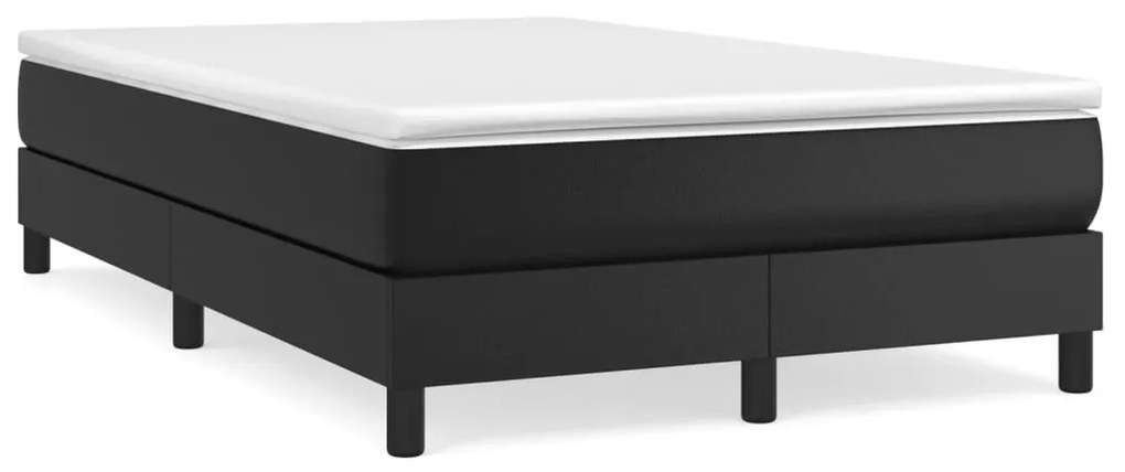 vidaXL Κρεβάτι Boxspring με Στρώμα Μαύρο 120x190εκ.από Συνθετικό Δέρμα