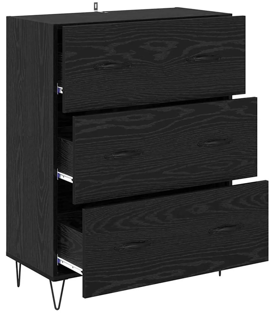 vidaXL Πλαϊνό γραφείο με συρτάρι Μαύρη Οξυά 69,5 x 34 x 90 εκ.