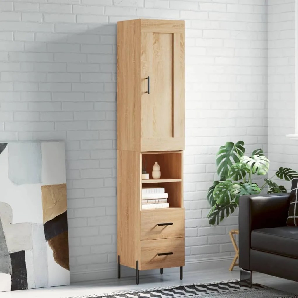 vidaXL Μπουφές Sonoma δρυς 34,5 x 34 x 180 εκ. από Επεξεργασμένο Ξύλο