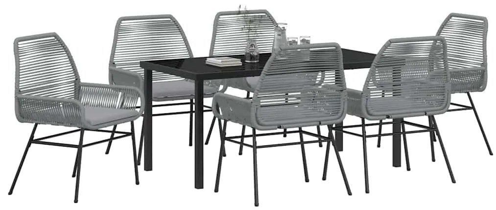 vidaXL Σέτ φαγητού για κήπο 7 pcs Γκρι συνθετικό ρατάν
