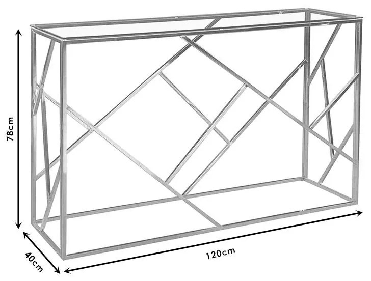 Κονσόλα Mabs ατσάλι ασημί-γυαλί 8mm 120x40x78εκ 120x40x78 εκ.