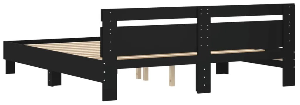 vidaXL Πλαίσιο Κρεβατιού με Κεφαλάρι Μαύρο 160x200 εκ. Επεξ. Ξύλο