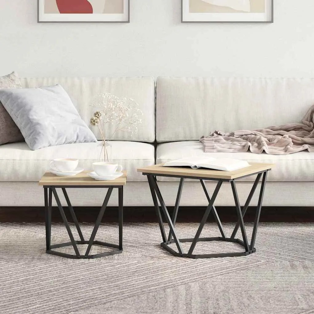 vidaXL Σετ βοηθητικά τραπεζάκια 2 pcs Sonoma Δρυς 50 x 50 x 40 cm