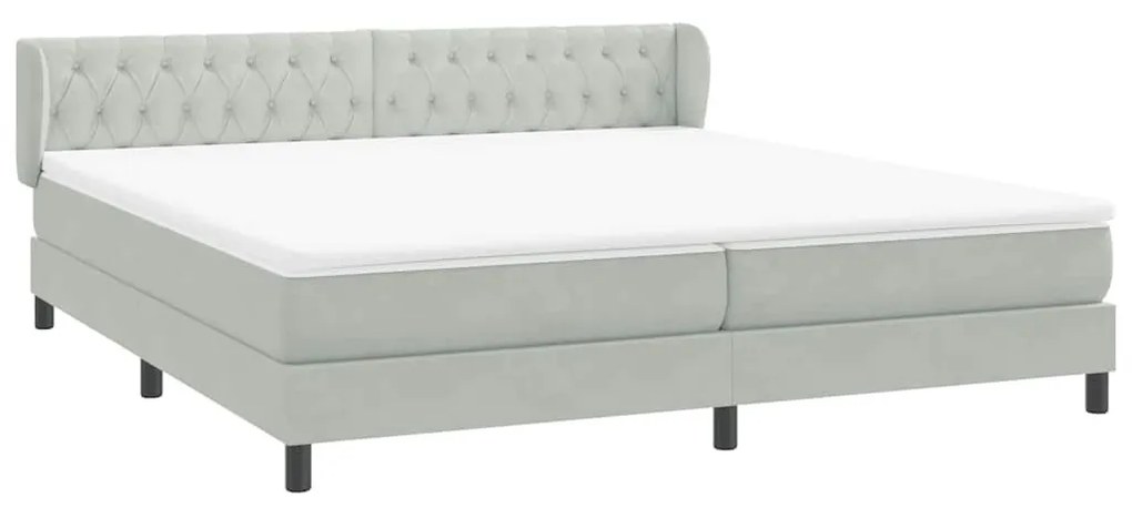 Box Spring κρεβάτι με στρώματα ανοιχτό γκρι 200x220cm Βελούδινο - Γκρι