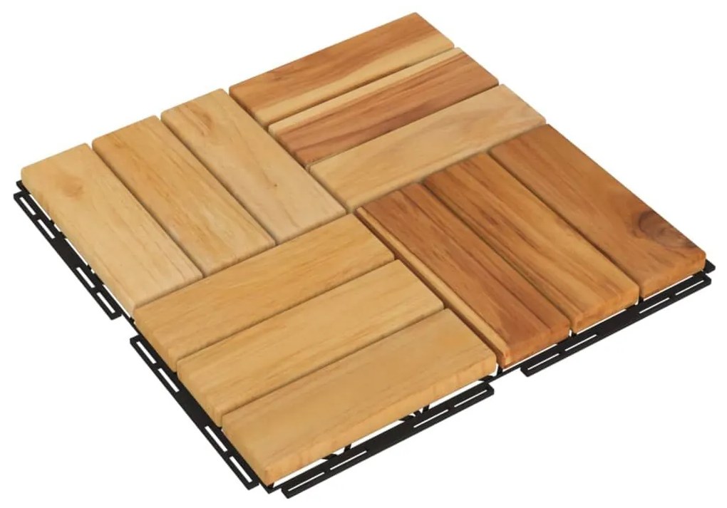 Πλακάκια Deck 30 τεμ. 30 x 30 εκ. από Μασίφ Ξύλο Teak - Καφέ