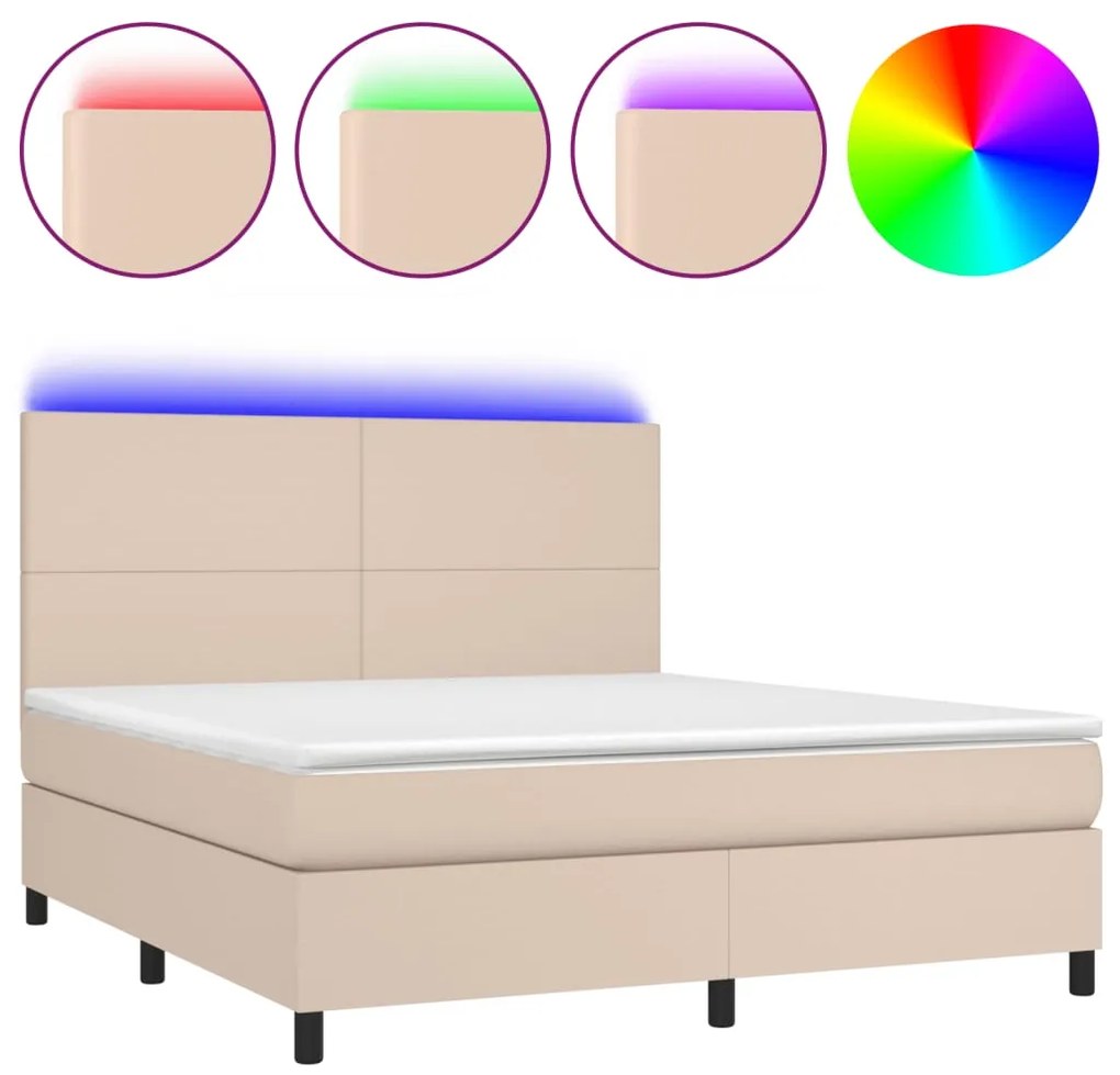 ΚΡΕΒΑΤΙ BOXSPRING ΣΤΡΩΜΑ&amp;LED ΚΑΠΟΥΤΣΙΝΟ 160X200 ΕΚ. ΣΥΝΘ. ΔΕΡΜΑ 3135836