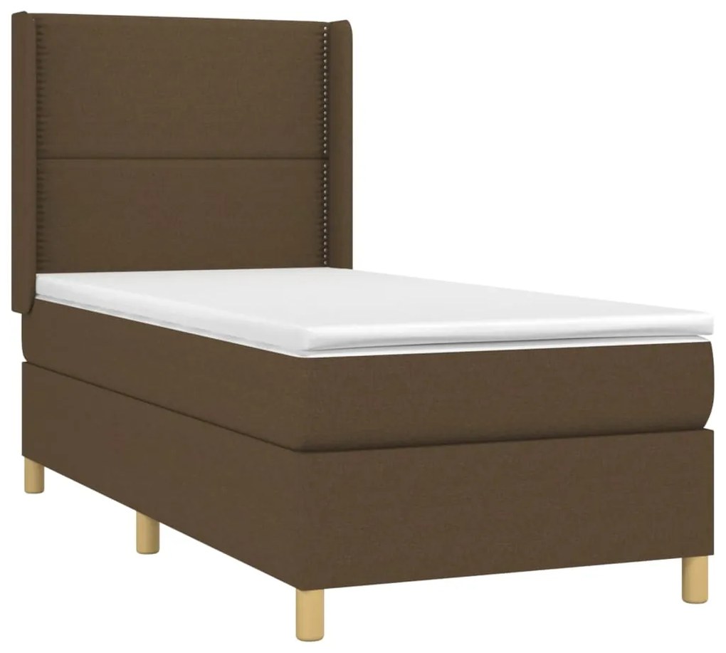 Κρεβάτι Boxspring με Στρώμα &amp; LED Taupe 90x200 εκ. Υφασμάτινο - Μπεζ-Γκρι