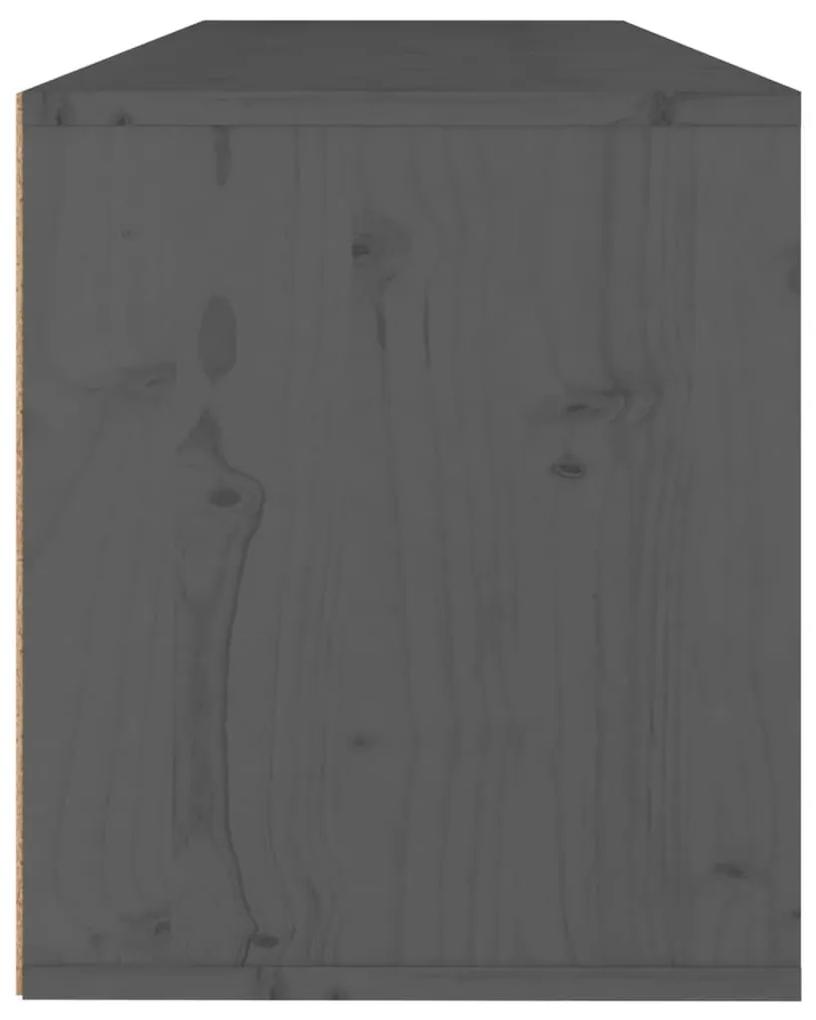 Ντουλάπι Τοίχου Γκρι 100 x 30 x 35 εκ. από Μασίφ Ξύλο Πεύκου - Γκρι
