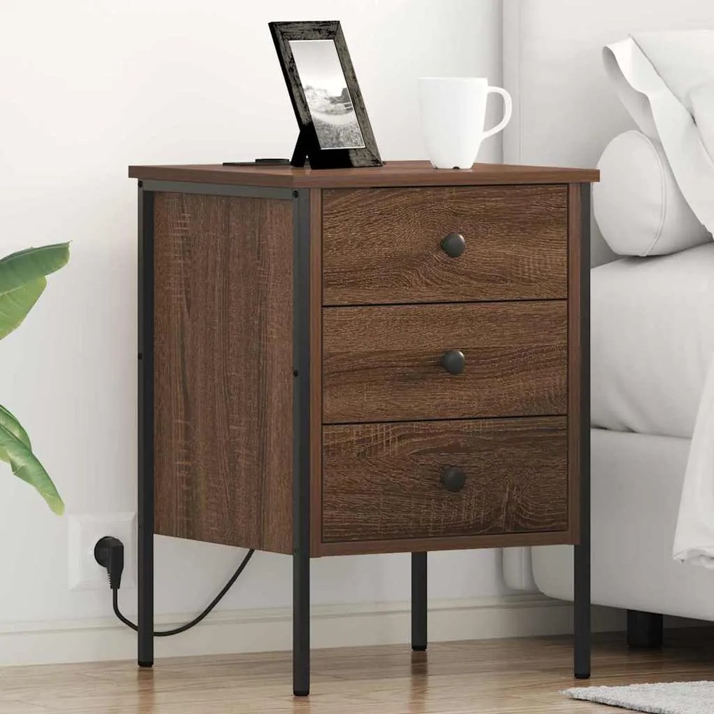 vidaXL Κομοδίνο Καφέ δρυς 42 x 41 x 61 εκ Επεξεργασμένο ξύλο