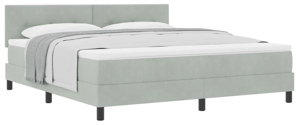 vidaXL Κρεβάτι Box Spring με Στρώμα Γκρι Ανοιχτό Σούπερ Κάτω από Βελούδο