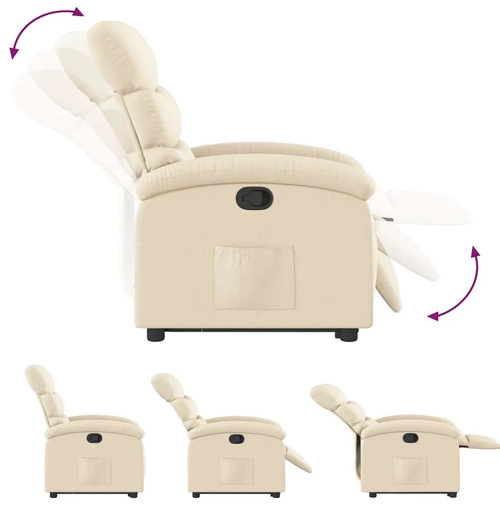 vidaXL Πολυθρόνα Ανακλινόμενη με Ανύψωση Κρεμ Υφασμάτινη