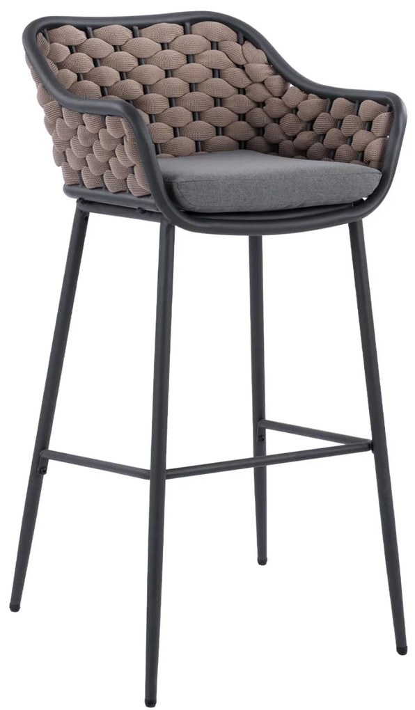 Σκαμπό Μπαρ KADE C5715 Μεταλλικό με Wicker Σχοινί Μπέζ 54x54x103 εκ. 54x54x103 εκ.