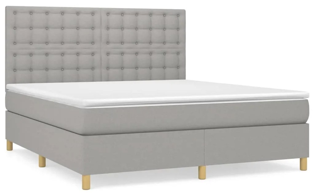 vidaXL Κρεβάτι Boxspring με Στρώμα Ανοιχτό Γκρι 180x200 εκ. Υφασμάτινο