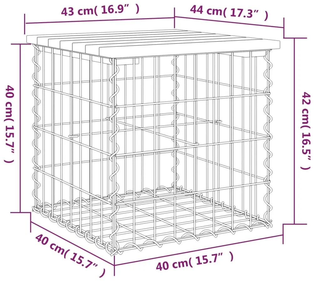 Πάγκος Κήπου Συρματοκιβώτιο 43 x 44 x 42 εκ. Μασίφ Ψευδοτσούγκα - Καφέ