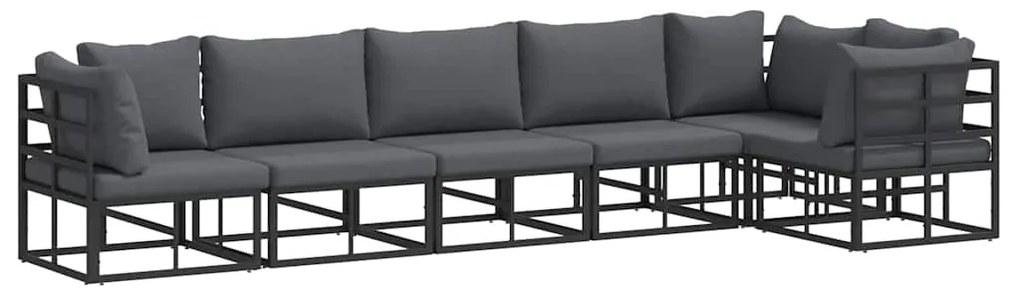 vidaXL Σετ Καναπέ Κήπου με μαξιλάρι 6 pcs Μαύρο Αλουμίνιο