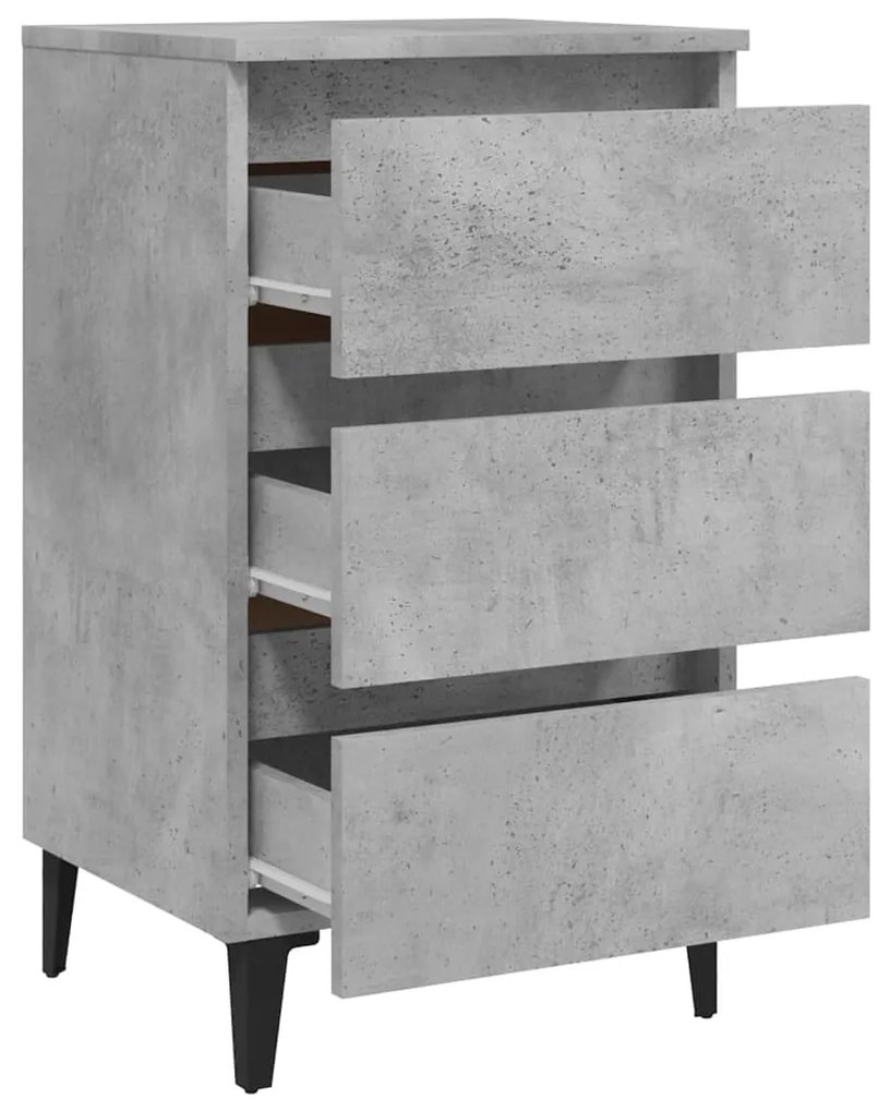 vidaXL Κομοδίνα 2 τεμ. Γκρι Σκυροδέματος 40x35x69 εκ. Μεταλλικά Πόδια