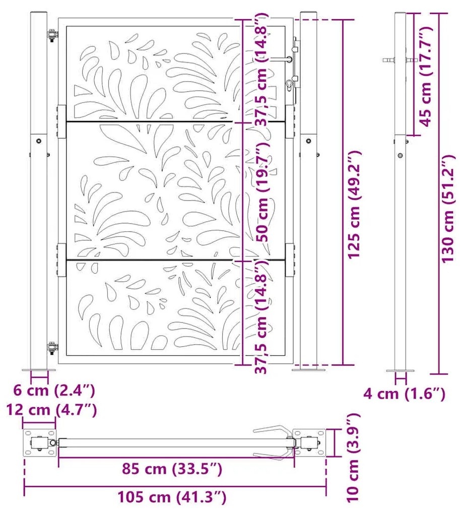 ΠΥΛΗ ΚΗΠΟΥ ΜΑΥΡΗ 105X130 CM ΑΤΣΑΛΙΝΟ ΣΧΕΔΙΟ ΚΥΜΑΤΟΣ 4100970