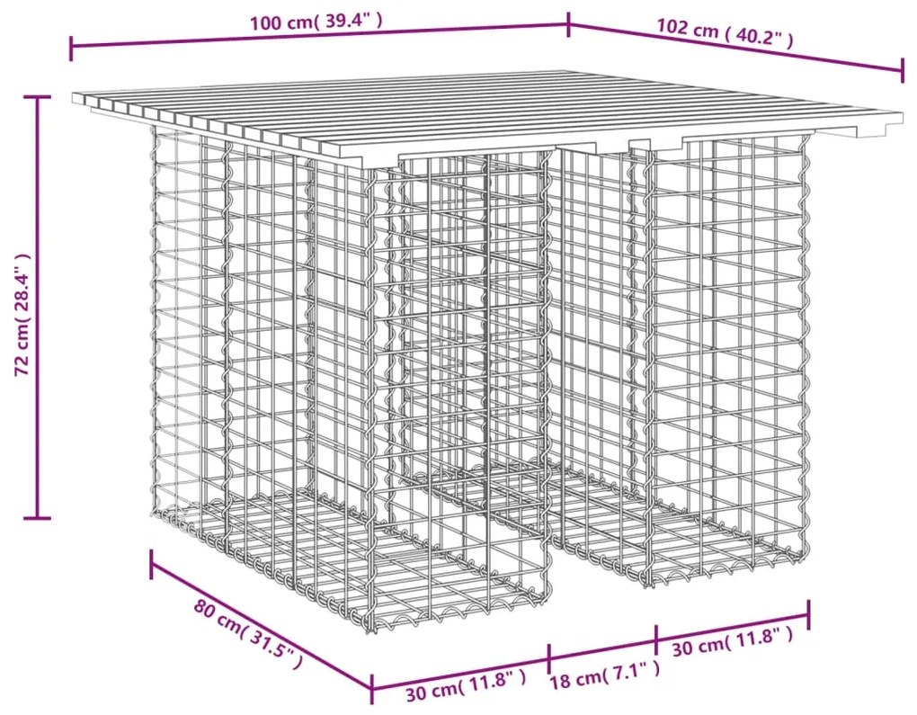 Παγκάκι Κήπου Συρματοκιβώτιο 100x102x72 εκ. Εμποτ. Ξύλο Πεύκου - Καφέ