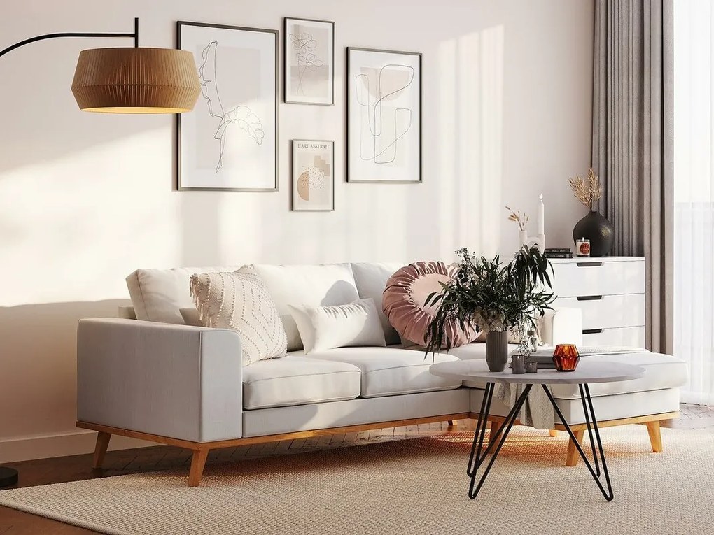 Γωνιακός Καναπές Seattle K120, Δρυς, Beige, 220x160x85cm, Πόδια: Ξύλο | Epipla1.gr