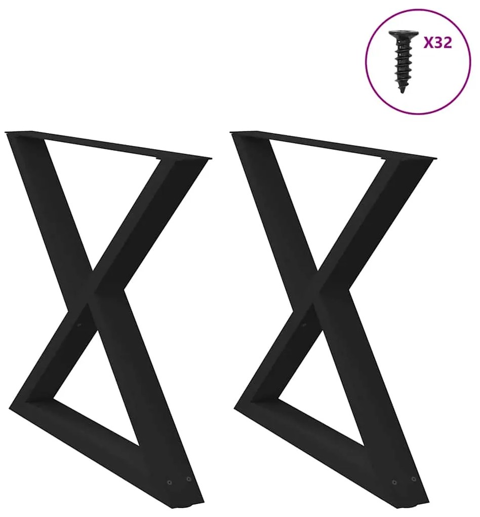 vidaXL Πόδια Τραπεζαρίας 2 τεμ. Μαύρο 90x(72-73,3) εκ. Ατσάλι