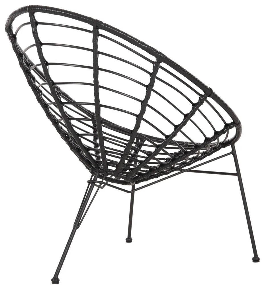 Καρέκλα - Πολυθρόνα ALLEGRA C5458.12 Μεταλλική με Wicker Μαύρο Τύπου Φωλιά 73x78x88Υ εκ. 73x78x88 εκ.