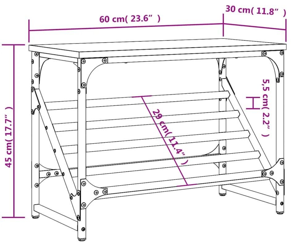 Παπουτσοθήκη Καφέ Δρυς 60x30x45 εκ. Επεξεργασμένο Ξύλο - Καφέ