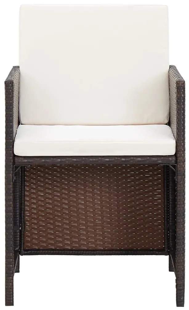 vidaXL Καρέκλα και Σκαμπό Κήπου Σετ 4 Τεμαχίων Καφέ Συνθετικό Ρατάν