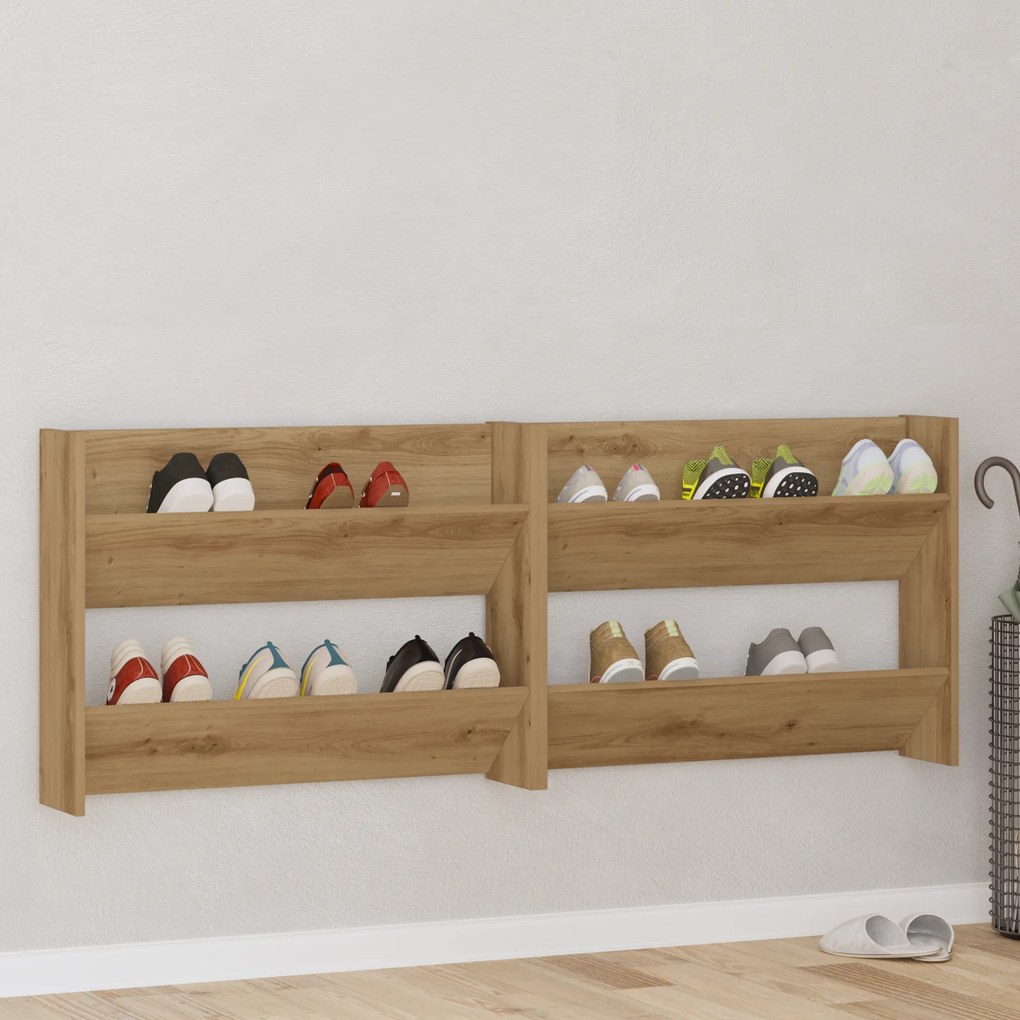 vidaXL Ντουλάπες παπουτσιών τοίχου 2 pcs artisan δρυς 60 x 18 x 60 εκ