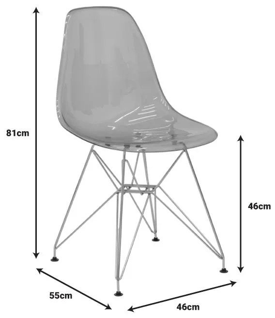 Καρέκλα Adelle PP διάφανο γκρι-inox πόδι 46x55x81εκ