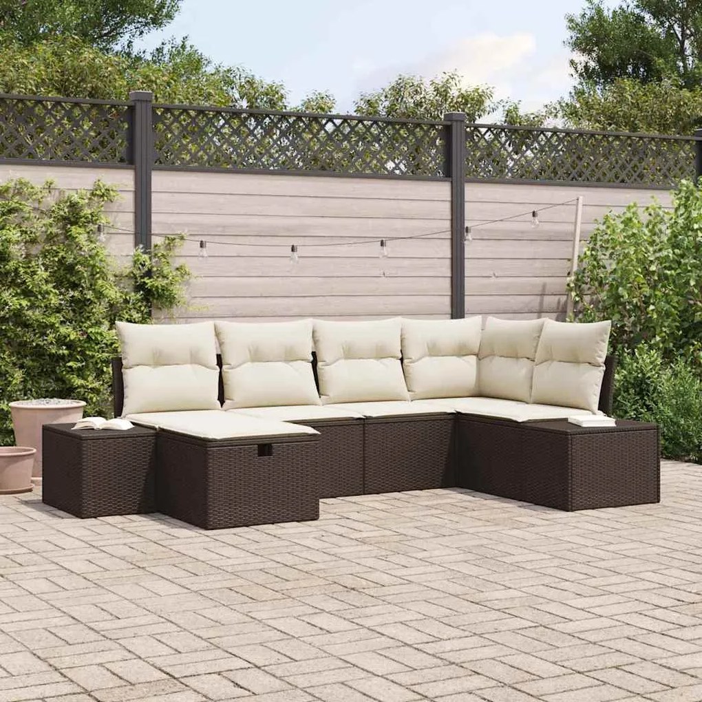 vidaXL Σετ Καναπέ Κήπου 6 pcs Καφέ 55 x 62 x 69 εκ Πολυ ράταν