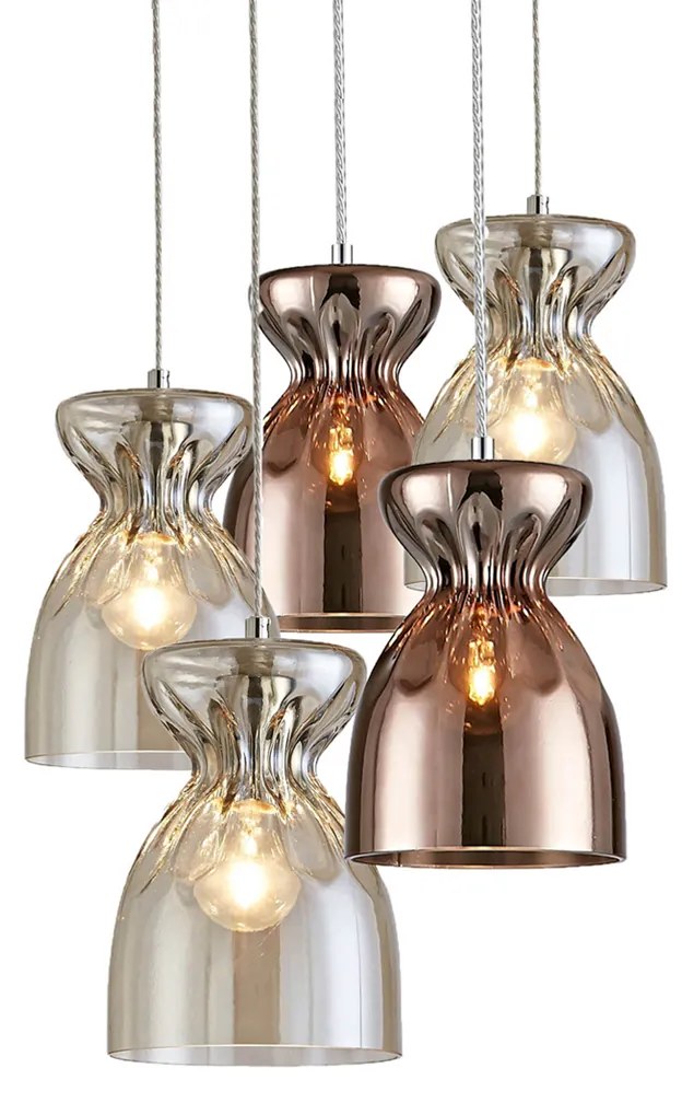 Φωτιστικό Οροφής Πολύφωτο Homelighting Domenico 77-3720 Copper/Cognac