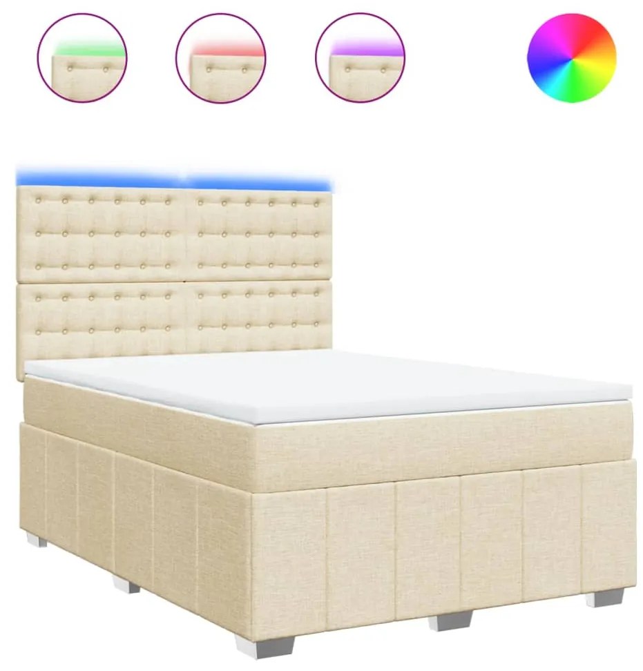 vidaXL Κρεβάτι Boxspring με Στρώμα Κρεμ 160x200 εκ. Υφασμάτινο