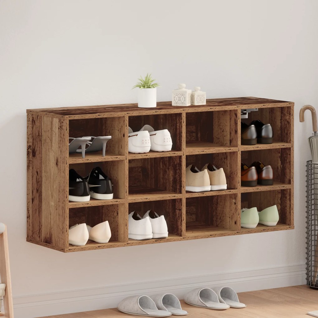vidaXL Ντουλάπα Παπουτσιών Παλαιό ξύλο 103x30x51 εκ Επεξεργασμένο ξύλο