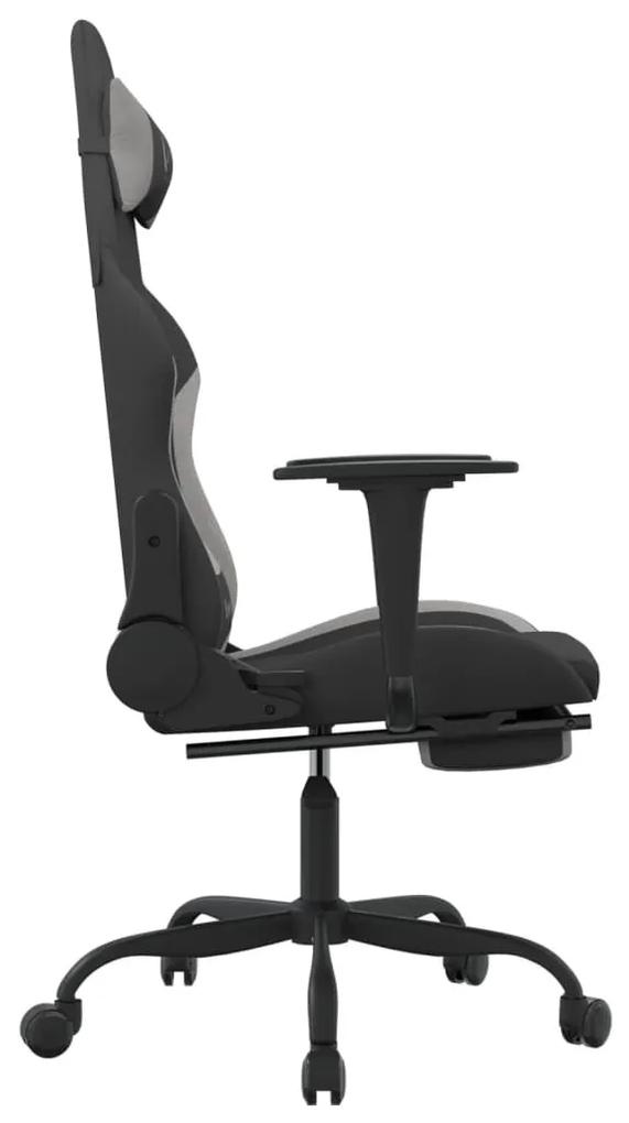 Καρέκλα Gaming Μασάζ Υποπόδιο Μαύρη/Αν. Γκρι Ύφασμα με Υποπόδιο - Γκρι