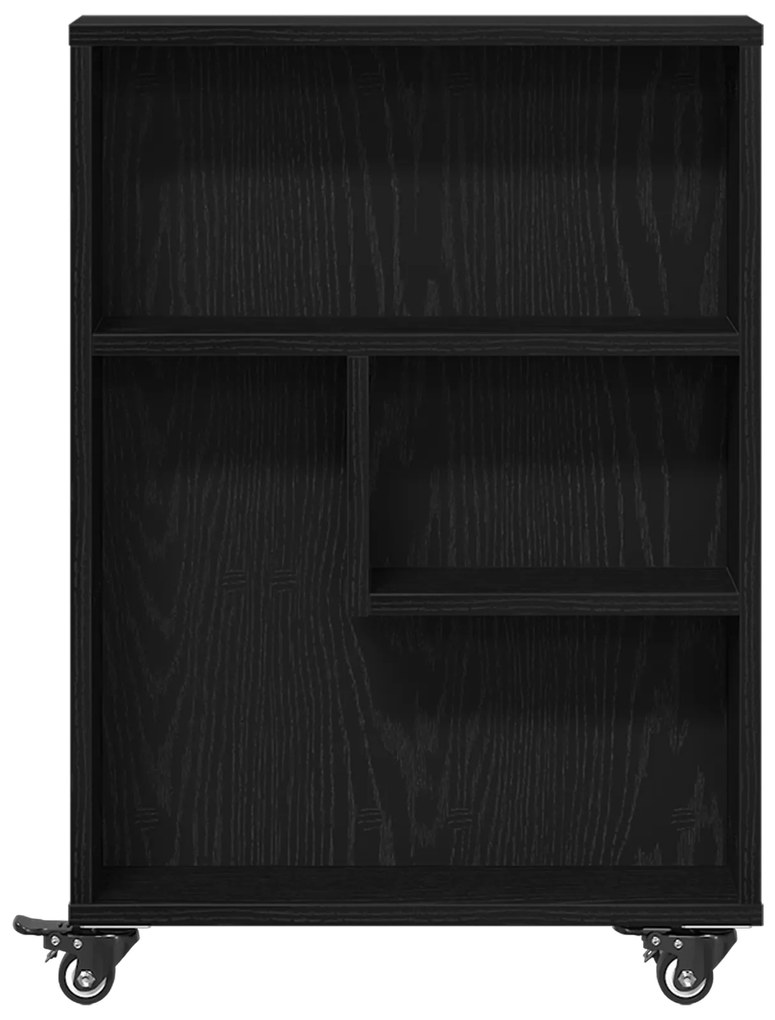 vidaXL Στενός Τροχός Αποθήκευσης Μαύρη Δρυς 48x13x68 εκ Επεξεργασμένου Ξύλου