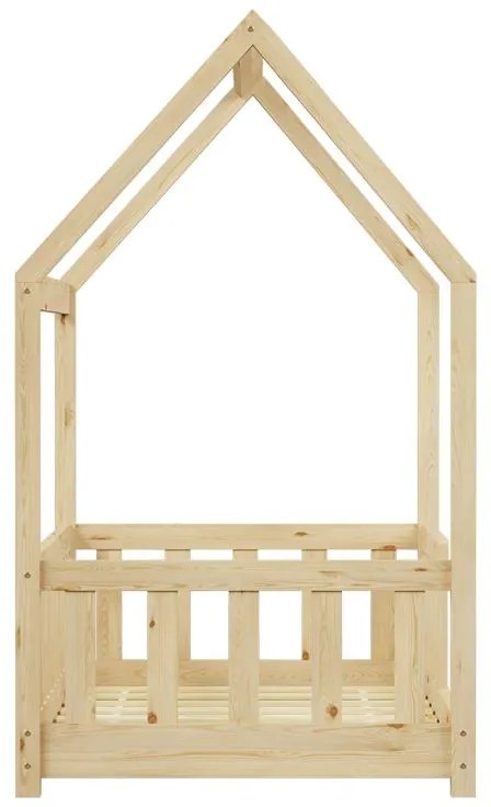 Κρεβάτι παιδικό Bambie τύπου Montessori με κιγκλίδωμα ξύλο πεύκου φυσικό 70x140 εκ. 70x140x126 εκ.