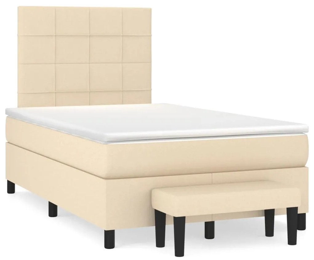 Κρεβάτι Boxspring με Στρώμα Κρεμ 120x200 εκ. Υφασμάτινο - Κρεμ